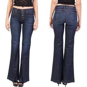 Carmar Flare‎ Jordan Stretch Mid Rise Dark Wash Button Down Jeans Size 25